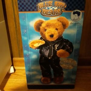 Blue skies bear, singing and dancing elvis bear